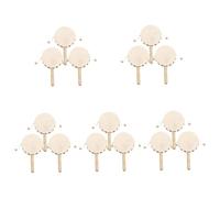 HEMOTON 15 Pcs Children's Handmade Toys Wooden Rattle-Drum DIY Home Desktop Adornments DIY Painting Rattle-Drum DIY Wood Craft Unpainted DIY Wood Instrument Rattle-Drum Ornaments