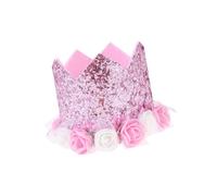 HEMOTON 1Pc Birthday Crown Hat Pink Sequin Party Decoration for Boys and Glitter Prince Design for Birthday Celebrations and Photo Props