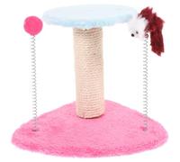 HEMOTON 1Pc Cat Climbing Frame with Triangular Base Creative Spring Mouse and Fuzzy Ball Design Cat Scratch for Indoor Easy Assembly and Fun Plaything Mixed Color