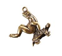 HEMOTON 1pc Solid Brass Tortoise-back Frog Statue Retro Animal Craft Desktop Model for Home Decor Charming Antique Figurine for Bookshelf Mantel Desk Indoor and Outdoor Ornament