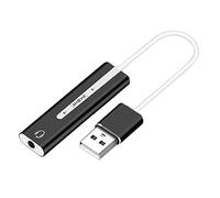 HEMOTON 1pc Usb External Sound Card Surround Sound for Mic and Earphone Adjustable Volume Compatible Black