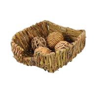 HEMOTON 1Set Hand Woven Rabbit Grass Nest House Folding Straw Cushion for Pets Hideout for Hamsters Guinea Pigs and Chinchillas Compact and Durable Design