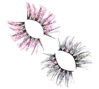 HEMOTON 2 Pairs Luminous Fake Eyelashes with 3d Effect and Comfortable Fiber Material, Creative Fluorescence Design, for Parties and Dates, Glitter Sequin Eyelash Extensions