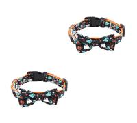 HEMOTON 2 pcs Halloween Dog Collar for Dogs and Adult Cats Comfortable Durable Pet Necklace with Black Ghost Pattern Festive Pet Supplies for Halloween Costume