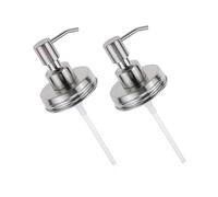 HEMOTON 2 Pcs Mason Jar Soap Dispenser Lid Pump Farmhouse Rustic Stainless Steel Dispenser Lid for Regular Mouth Mason Jar Replacement Decor