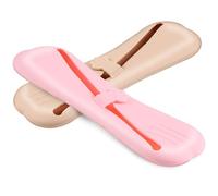 HEMOTON 2 Pcs Silicone Makeup Brush Organiser Travel Case with Inclined Openings and Button Closure, Comfortable the Touch, Not Easy to Fall, for Business Trip and Travel