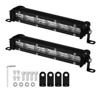 HEMOTON 2 Pcs Ultra Single Row LED Work Light Bars with Mounting Brackets Spot Beam Car Light Bars for Trucks Off-road Vehicles Suvs and Atvs Energy-saving Auxiliary Front Bumper Lighting