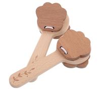 HEMOTON 2 Pcs Wooden Castanets Musical Instrument with Long Handles Solid Wood Animal Paw Shaped Clappers for Grip Rhythm for Home School Birthday Party