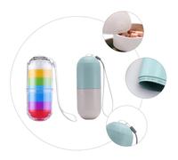 HEMOTON 2 Pieces Portable Compartments Pill Organizer Box Wheat and Rainbow Colors Weekly Supplement Case with Date Markings for Vitamins Fish Oil Travel Lightweight