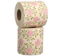 HEMOTON 2 Rolls Creative Floral Pattern Bamboo Pulp Toilet Paper Decorative Soft Tissue with Fade-Resistant Design for Home Office Travel Sustainable Gentle Bathroom Hand Towels