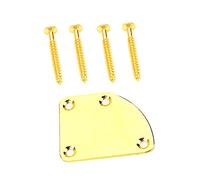 HEMOTON 2 Sets Metal Guitar Neck Plate for Bass Guitar Gold Screws Neck Mounting Plate Durable Scratch-resistant