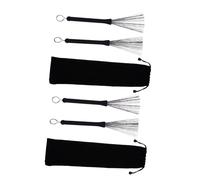 HEMOTON 2 Sets Stainless Steel Wire Drum Brushes for Jazz Snare Drums Ergonomic Handle Percussion Sticks Scratch-resistant Maintenance Tool with Retractable Wire Design Comfortable Grip