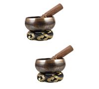 HEMOTON 2 Sets Tibetan Singing Bowl Singing Bowl for Meditation Decorative Sound Meditation Wooden Mallet Random Color