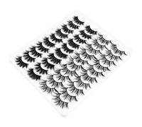 HEMOTON 20 Pairs Natural Looking False Eyelashes Set with Softer Stem Design, Imitation Material, Black Colour, Protects the Eyes for Daily Makeup and Special Occasions,