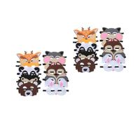 HEMOTON 20 Pcs Cartoon Jungle Animal Felt Masks for Party Supplies Forest Themed Birthday Halloween Christmas Costume Accessories with Deer Hedgehog Panda Mouse Raccoon Owl Rabbit Bear Fox