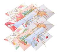 HEMOTON 20pcs Christmas Candy Box Pillow Boxes Paper Rope and Snacks Christmas Party Treats