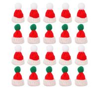 HEMOTON 20Pcs Christmas Mini Hats DIY Accessories for Pets, Woolen Small Hat Ornaments in White and Green, Festive Party Decoration Supplies