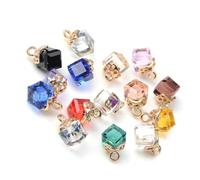 HEMOTON 20pcs Cubic Crystal Pendants for Jewelry Making with Alloy Loops, DIY Accessories for Earrings Collocation and Wedding Ceremony Gifts Random Color