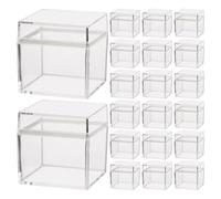HEMOTON 20pcs Plastic Square Candy Storage Boxes with Lid, 2 Inch Containers for Stable Stacking and Space Optimization, for Birthday Shelves and Chocolate Dessert Packaging