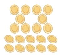 HEMOTON 20pcs Sunflower Pendant Tray Base and Cabochon Crafts | Golden Alloy, round Bezel Setting with Antique Finish, Smooth Surface, Polished Edges, Suitable for Jump Rings and Domes