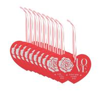 HEMOTON 20pcs Valentine S Day Heart-Shaped Paper Tags with Pink Ribbon Creative Love Greeting Cards for Weddings Birthdays DIY Sentiment Notes Present Hang Labels for Bags and