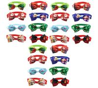 HEMOTON 24 pcs Adjustable Christmas Pet Collars with Bow Ties for Cats and Dogs Comfortable and Soft Holiday Accessories for Photo Shoots and Party Costumes