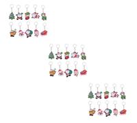 HEMOTON 24 pcs Christmas Santa Claus Keychain PVC Soft Pendant Bag Phone Charm Festive Keyring Bundle for Holiday Party Favors and Gifts