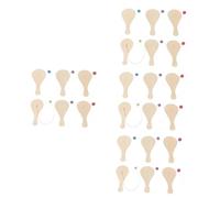 HEMOTON 24 pcs DIY Wooden Paddle Balls for Creative Art Painting Doodle for Early Childhood Education Parent Activities Balls Included