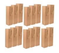 HEMOTON 24pcs Kraft Paper Wine Bags Brown Single Bottle Tote Bags Heavy Duty Reusable Handles for Wedding Party Favor Corporate Gifting Housewarming Celebration