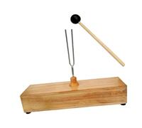 HEMOTON 256hz Metal Tuning Fork for Physics Acoustic Experiments with Wooden Base and Hammer, Resonance Sound Instrument for Scientific and Educational Use