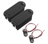 HEMOTON 2pcs 9v Battery Holder Case with Connector for Electric Guitar and Bass Active Pickup Battery Compartment Black Plastic Replacement Box for Guitar Accessories