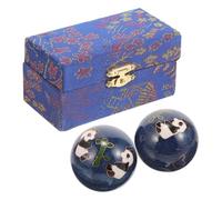 HEMOTON 2pcs Baoding Hand Exercise Massage Balls Enamel Grip Strength Trainer Chinese Health Rolling Spheres for Hand Therapy Relaxation with Luxury Box Portable Fitness