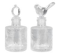HEMOTON 2pcs Bedroom Perfume Container Glass Bottles with Lid, Crystal Style Decorative Bottles for Toilet Water and Other Liquids, Convenient to Refill and Releasing Aroma, Elegant Retro