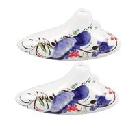 HEMOTON 2pcs Blue and White Ceramic Ocarina Six Hole Alto Flute for Beginners Adults Ceramic Material with Traditional Chinese Blue and Red Floral Design Stable Pitch Musical Instrument