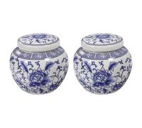 HEMOTON 2pcs Blue and White Porcelain Tea Vintage Tea Set Snack Travel Container Ceramic Kitchen Canisters Antique Container Blue and White Vase Snacks Storage Household Canister