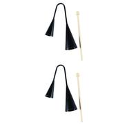 HEMOTON 2pcs Boys and Girls Two Tone Agogo Bell Toy Traditional Musical Instrument Wooden Stick for Early Education and Samba Percussion and Handheld Design Black