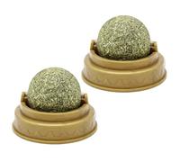 HEMOTON 2pcs Catnip Licking Ball for Cats, Tasty Spherical Treat | Plastic and Mint Build, Playful Chew Support, Helps Protect Gums, Suitable for Cat Use