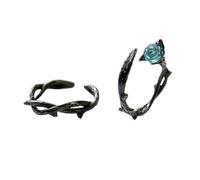 HEMOTON 2pcs Chic Thorn and Roses Finger Ring for Couples, Creative Open Copper Tail Ring with Unique Design, for Anniversary and Birthday Gifts