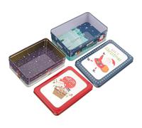 HEMOTON 2pcs Christmas Candy Gift Boxes Rectangular Iron Biscuit Storage Boxes with Lid Portable and Stylish for Party and Holiday Decoration