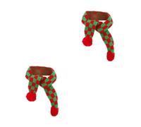 HEMOTON 2pcs Christmas Decorative Pet Scarf Warm Knitted Snowflake Pattern for Dogs and Cats Breathable Cozy Winter Accessory for Cold Nights Festive Plaid Design for Holiday Parties and