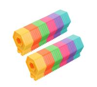 HEMOTON 2pcs Colorful Montessori Stacking Rings for Creative Rainbow Stacker Rings for Early Cognition Fine Motor Skills Emotional Calm Portable Educational Plaything