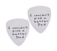 HEMOTON 2pcs Creative Letter Guitar Picks Steel Plectrum for Father Day Lightweight Musical Accessories for i Couldn t Pick a Better Dad Design Silver