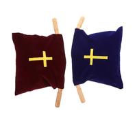 HEMOTON 2pcs Dedication Bag Cross Favor Bag Church Missions Supplies Wooden Handles Communion Supplies