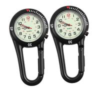 HEMOTON 2pcs Digital Nurses Fob Watch with Fluorescent Dial and Clip-on Quartz Design Stainless Steel Backpack Belt Fob Watch for People Who Love Mountaineering Black