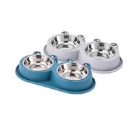 HEMOTON 2pcs Elevated Stainless Steel Pet Bowls with Anti-ant Base Non-spill Cat Water and Food Dishes Non-slip Small Dog Feeding Bowls for Indoor Outdoor Use