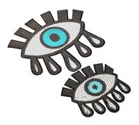HEMOTON 2pcs Eye-Shaped Sequins Clothes Patch for Bags and Clothing, Delicate Gauze Embroidered Appliqué Sew-on Patch Suitable for Manual Crafts and Daily Life Decoration