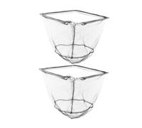 HEMOTON 2Pcs Foldable Fishing Net with Telescopic Stainless Steel Handle Portable Triangular Catching Net for Bass Trout Catfish for Freshwater Fishing