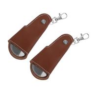 HEMOTON 2pcs Foldable Stainless Steel Shoe Lifter with Keyring Ergonomic Shoehorn for Travel Home Lightweight Shoe Horn Stylish Brown