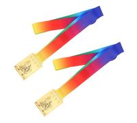 HEMOTON 2pcs Gold Medals Metal Sports Award Medals Rectangular Zinc Alloy Prize with Ribbon Modern Aesthetics for Athletes Martial Arts Competition Prize Presentations