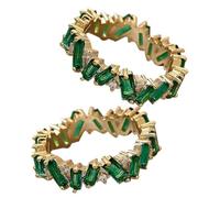 HEMOTON 2pcs Green Zircon Ring Adjustable Copper Zircon Ring for Women Brides Wedding Christmas